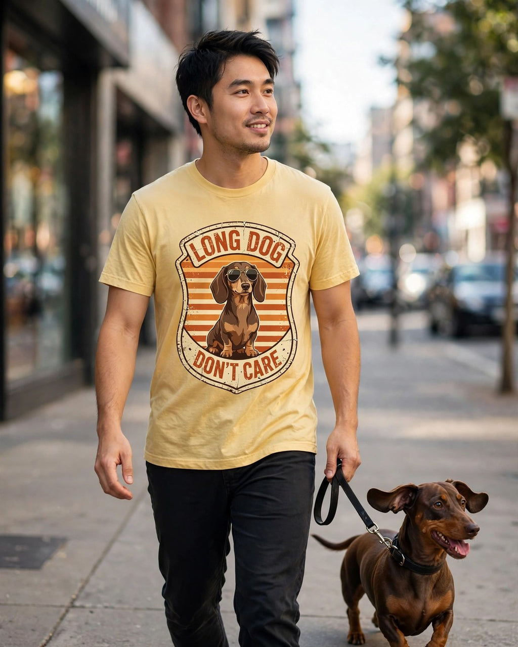 'Long Dog Don't Care' Dachshund T-Shirt — alternate view
