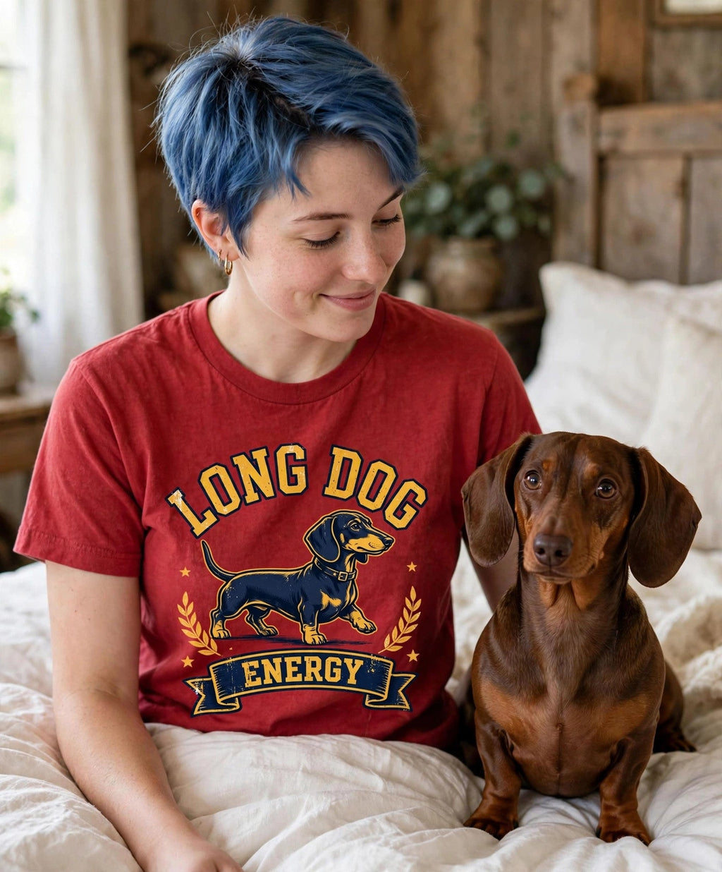 'Long Dog Energy' Dachshund T-Shirt — alternate view