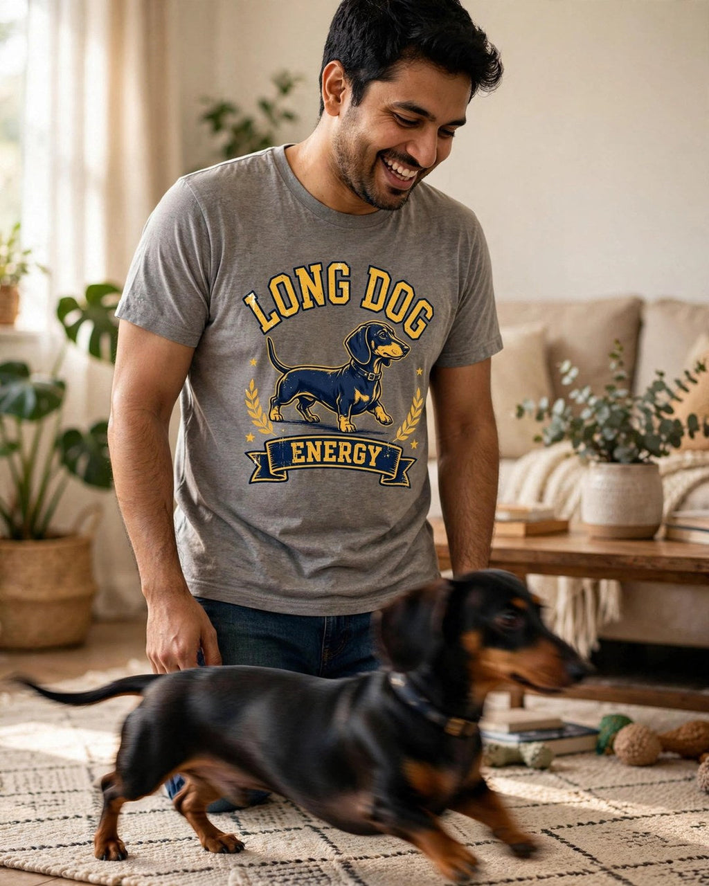 'Long Dog Energy' Dachshund T-Shirt — alternate view