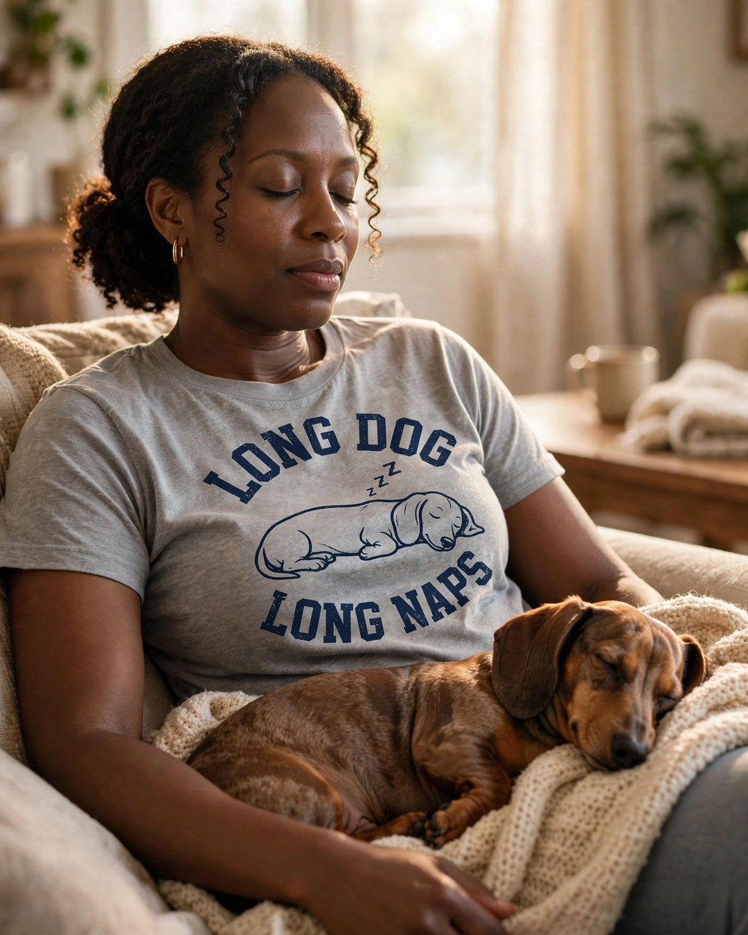 Worn by her — Long Dog, Long Naps Dachshund Tee