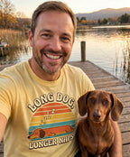 'Long Dog, Longer Naps' Dachshund T-Shirt — alternate view