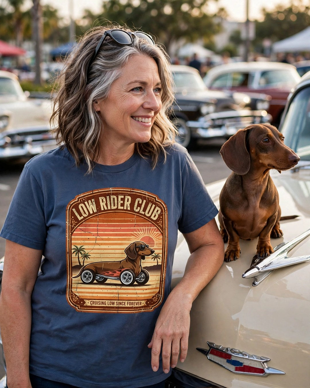 Worn by her — Low Rider Club Dachshund Tee