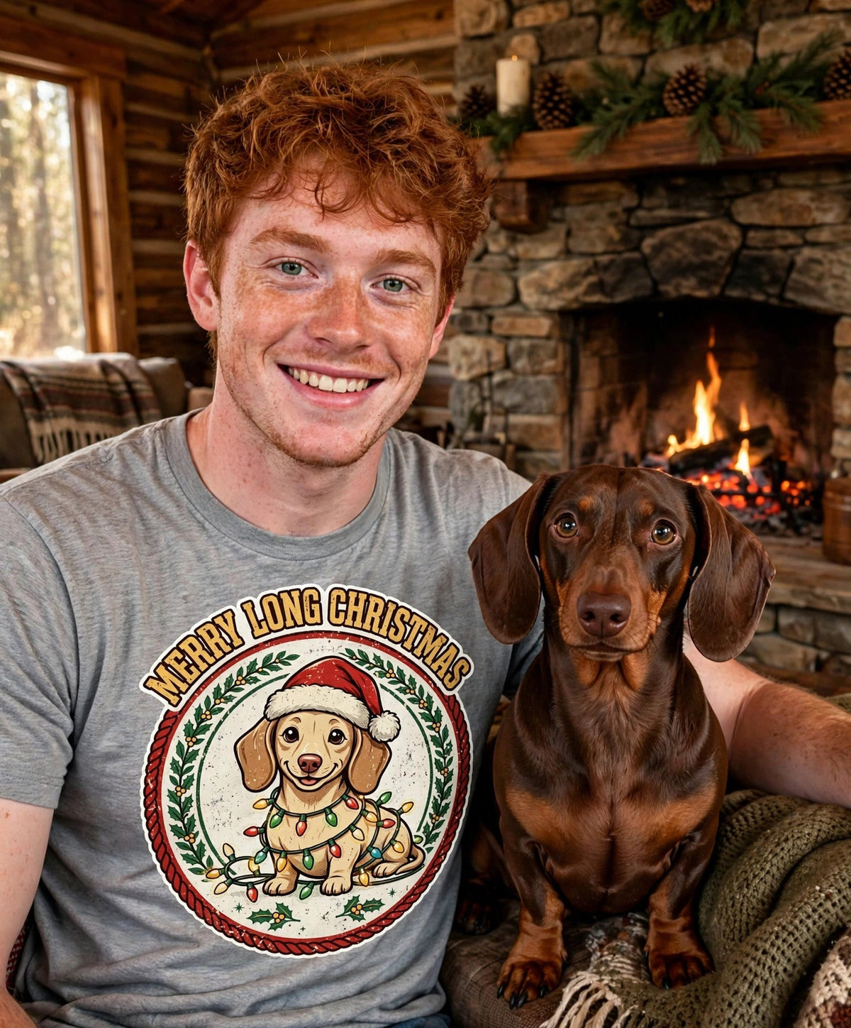 Worn by him — Merry Long Christmas Dachshund Tee
