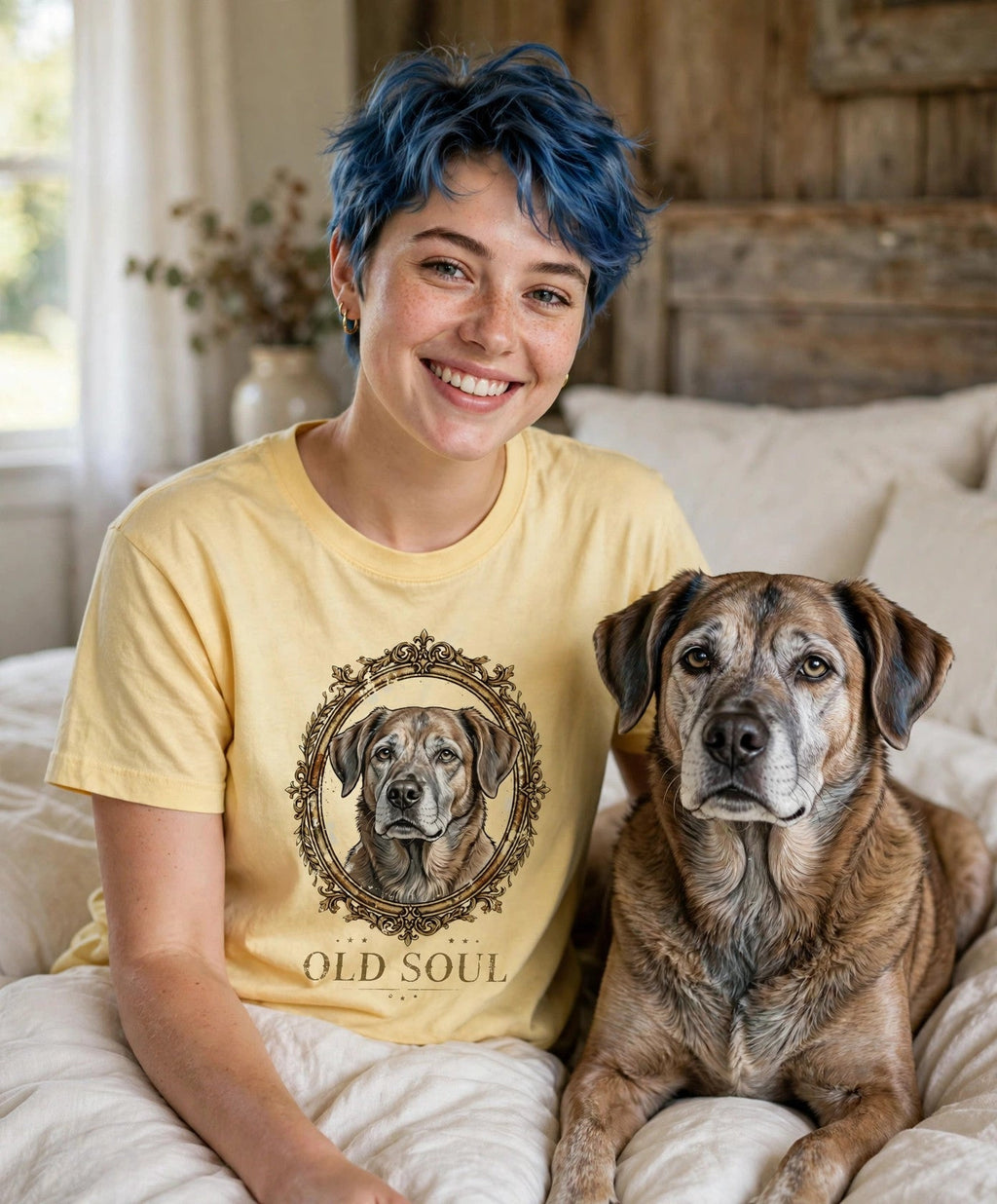 Worn by her — Old Soul Senior Dog Tee