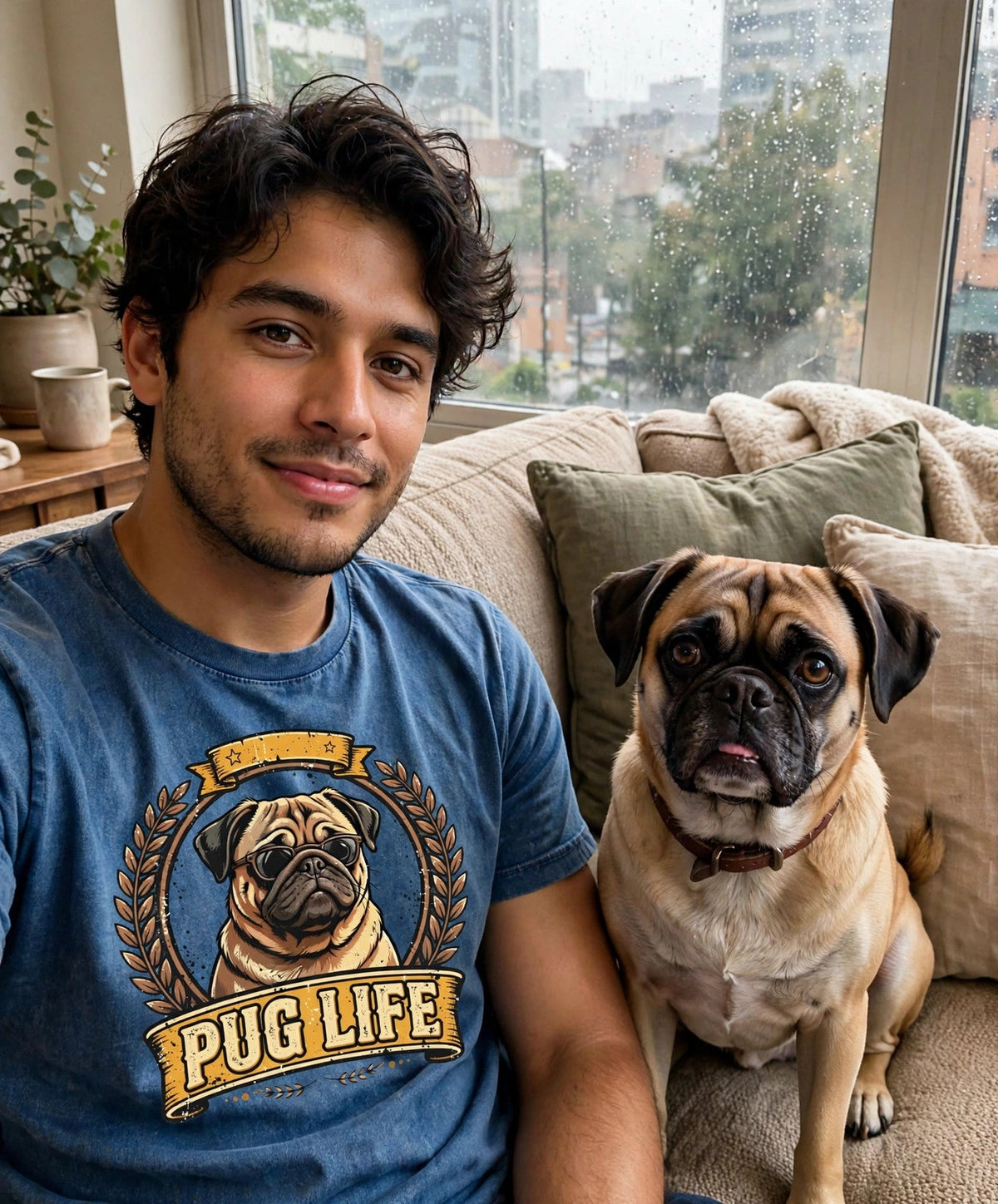 Worn by him — Pugglee Vintage Dog Graphic T-Shirt