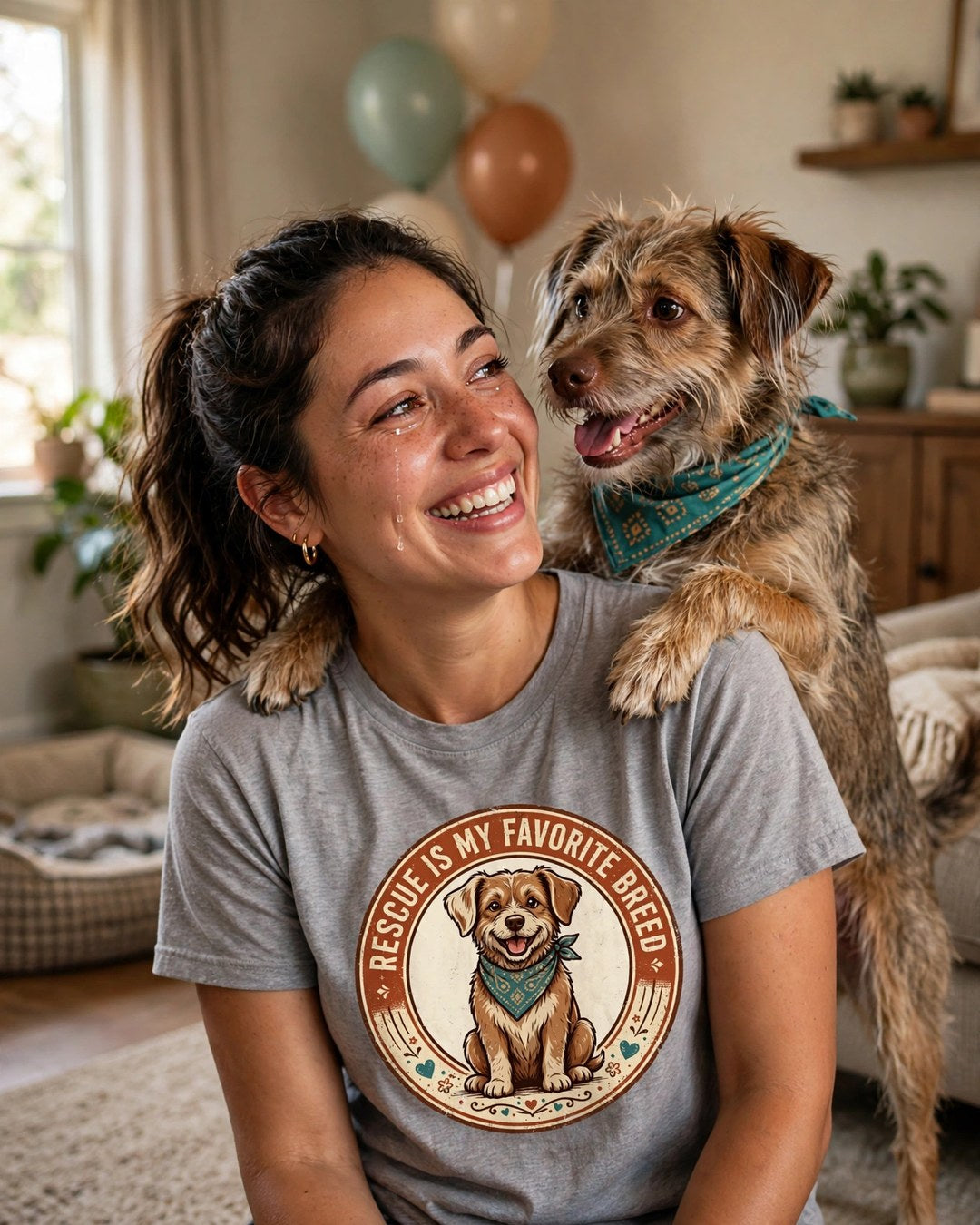 Worn by her — Rescue Is My Favorite Breed Tee