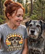 Worn by her — Senior Dog, Junior Attitude Tee