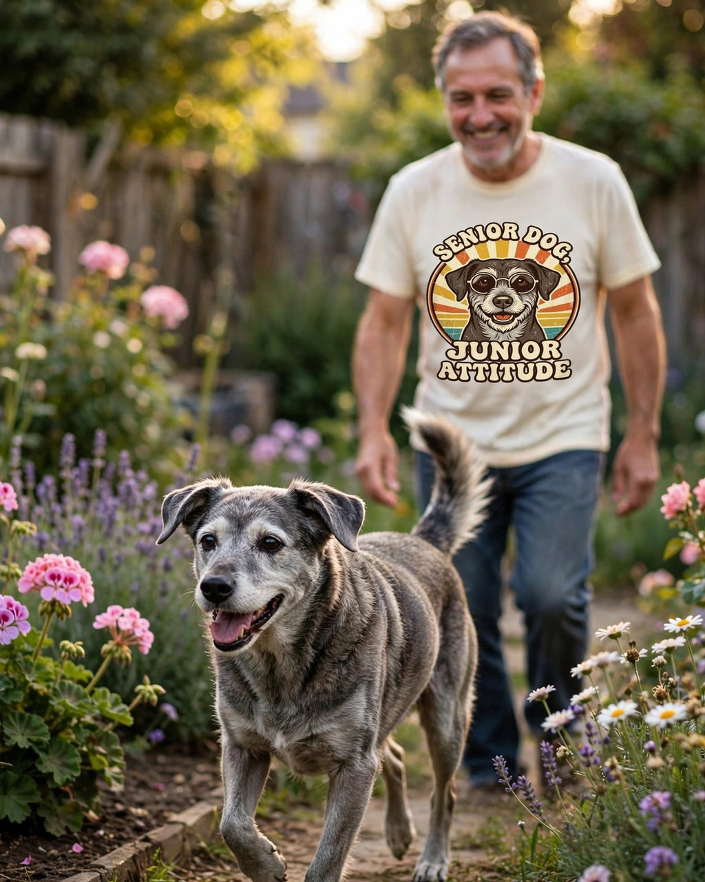 Worn by him — Senior Dog, Junior Attitude Tee