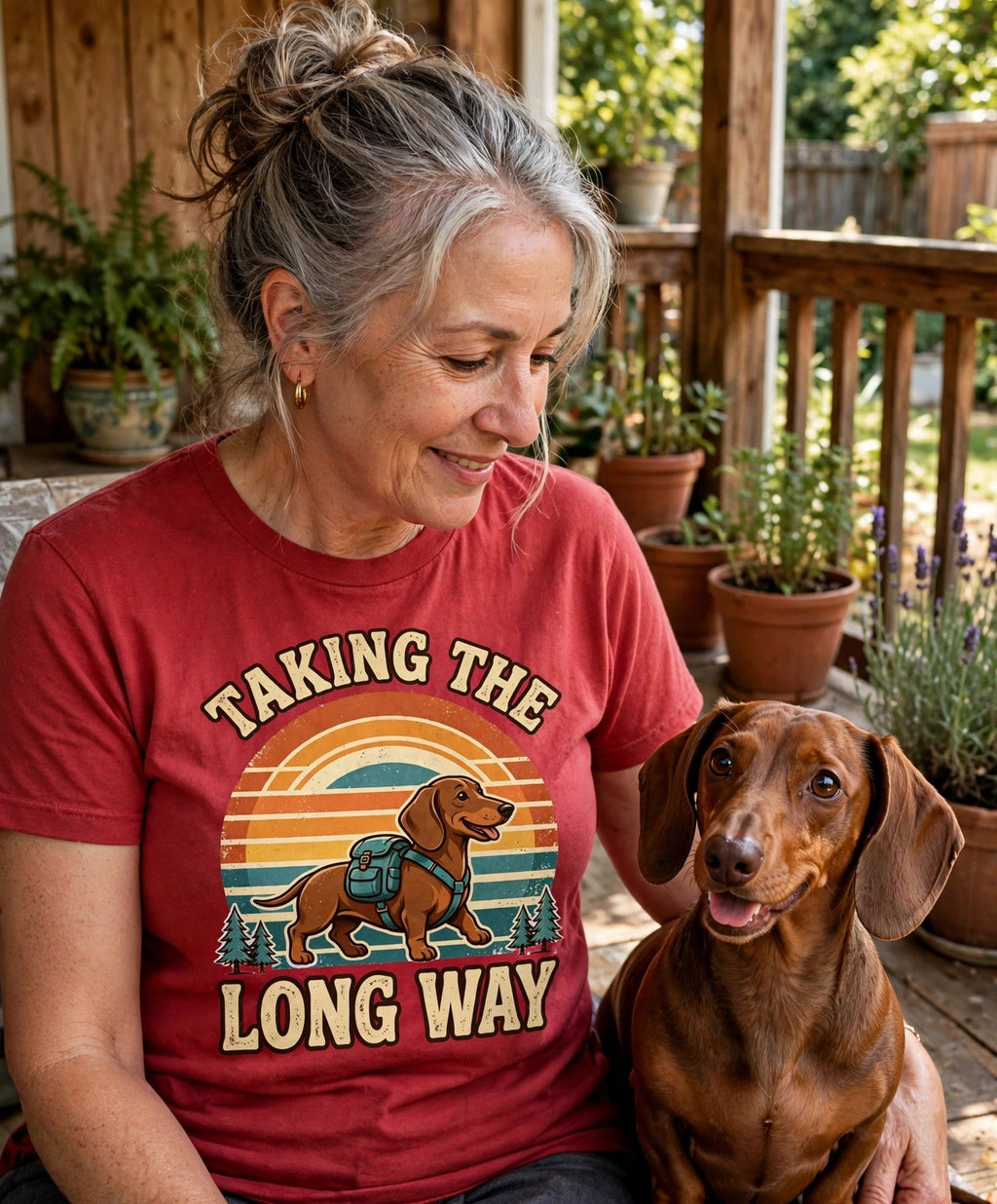 Worn by her — Taking The Long Way Dachshund Tee