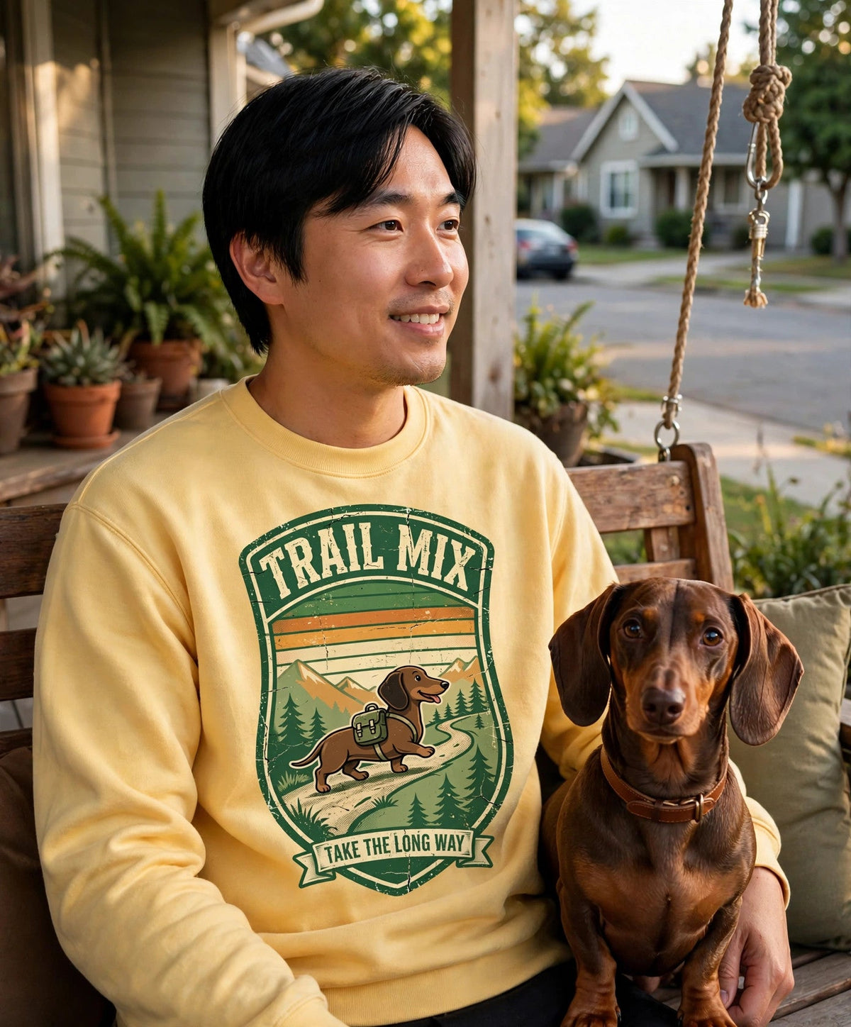 Worn by him — Trail Mix Dachshund Sweatshirt