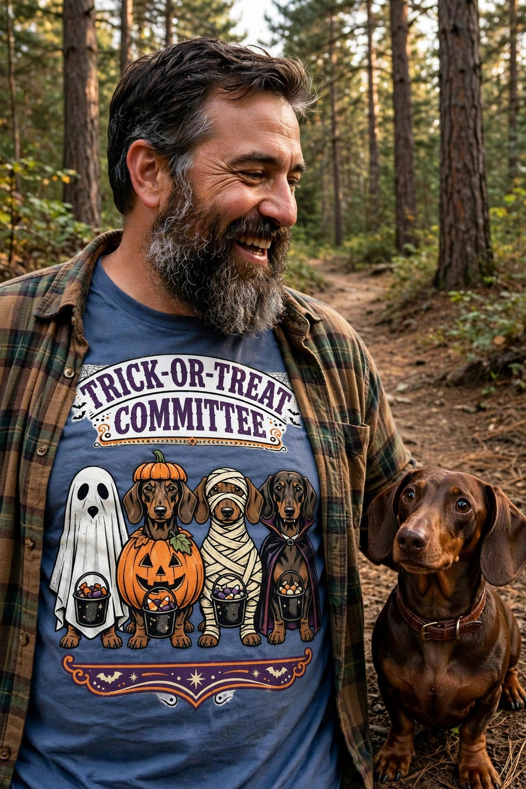 'Trick-or-Treat Committee –' Dachshund T-Shirt — alternate view