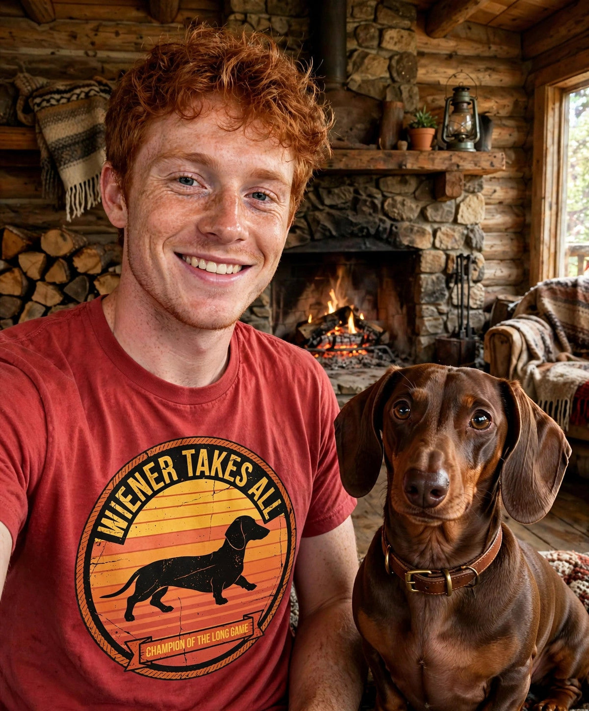 Worn by him — Wiener Takes All Dachshund Tee