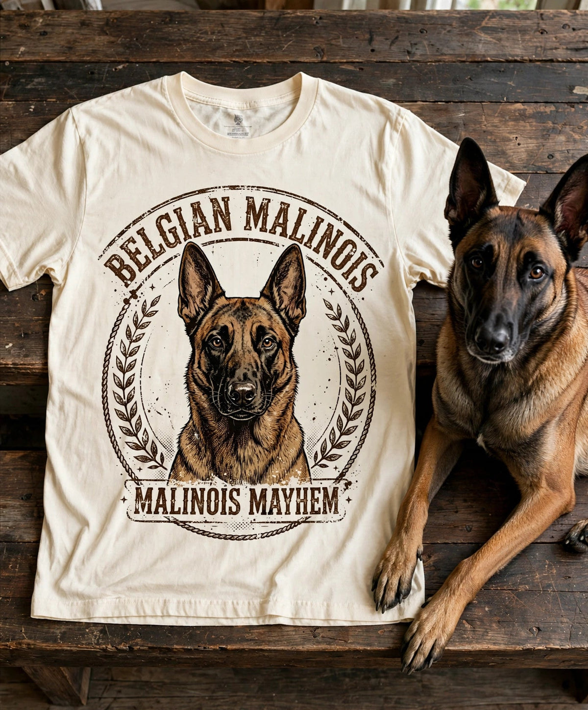 Belgian Malinois Malinois Mayhem Tee — Comfort Colors fabric detail
