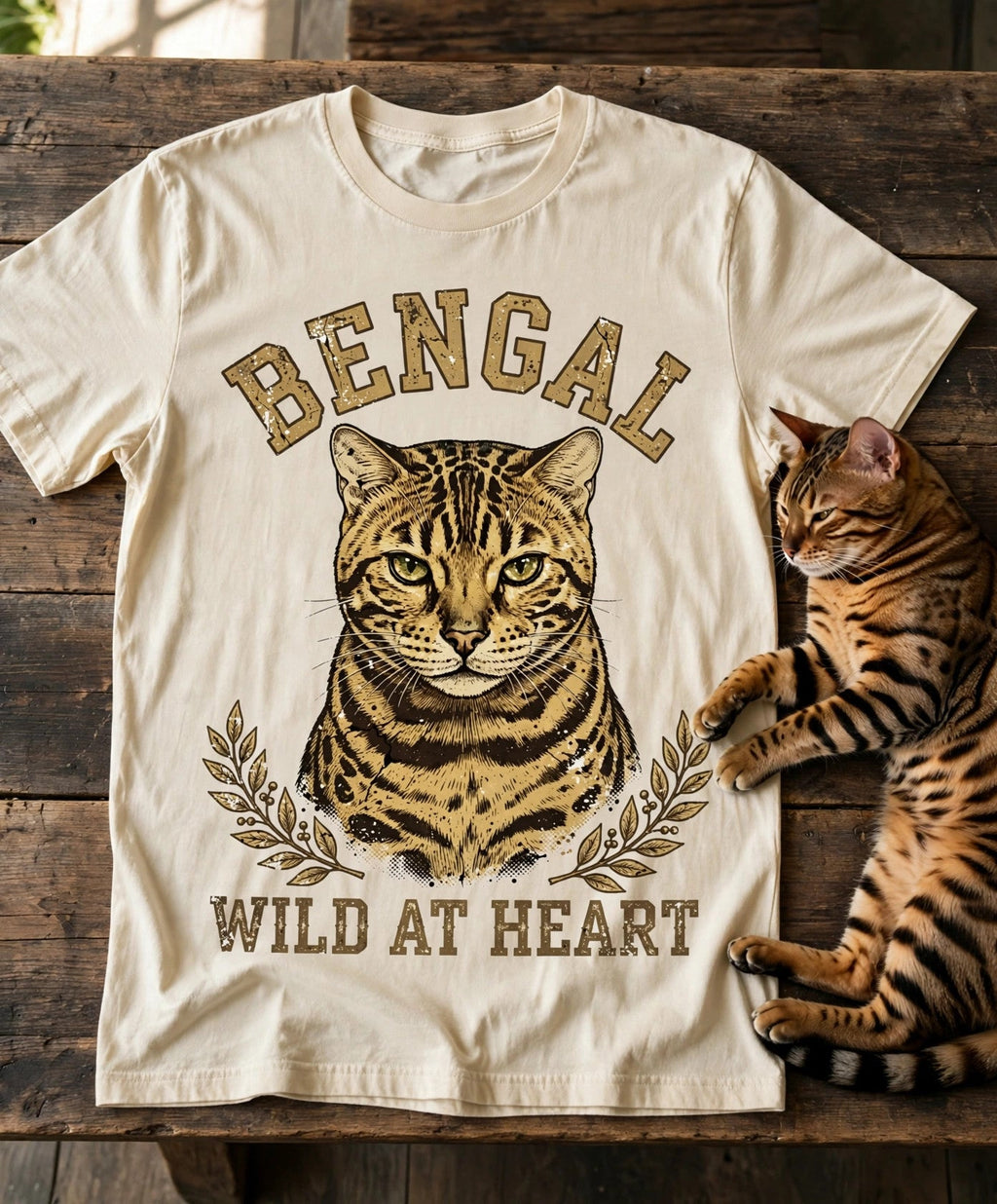 'Wild At Heart' Bengal T-Shirt in Butter