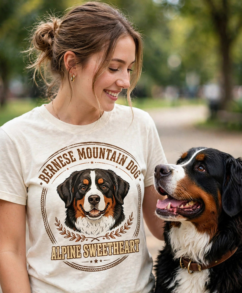 'Alpine Sweetheart' Bernese Mountain Dog T-Shirt — alternate view