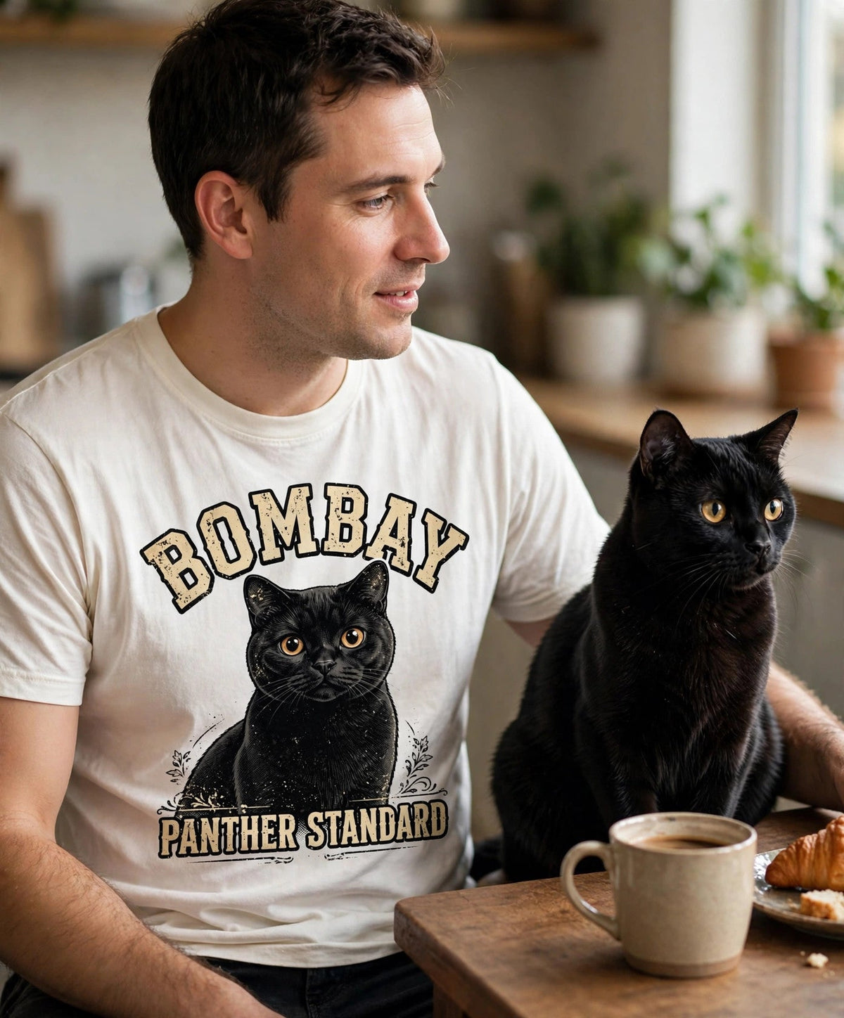 'Panther Standard' Bombay Cat T-Shirt in Butter