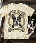 'Tuxedo Goofball' Boston Terrier T-Shirt in Butter