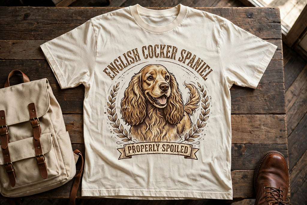 'Properly Spoiled' English Cocker Spaniel T-Shirt — alternate view