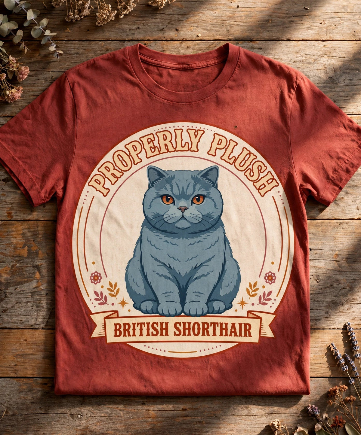Properly Plush British Shorthair Tee - Brick