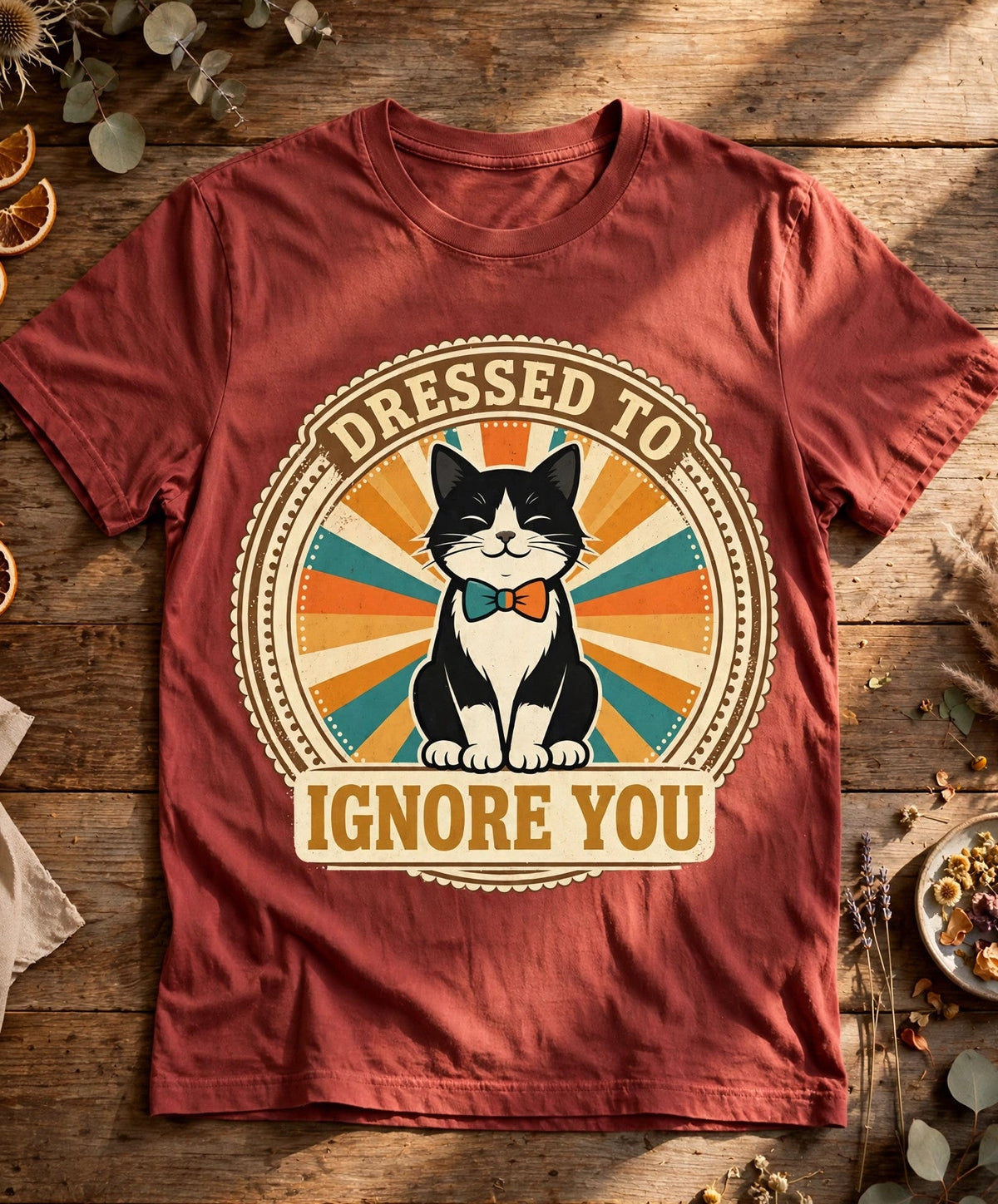 Dressed to Ignore You Cat Tee - Brick