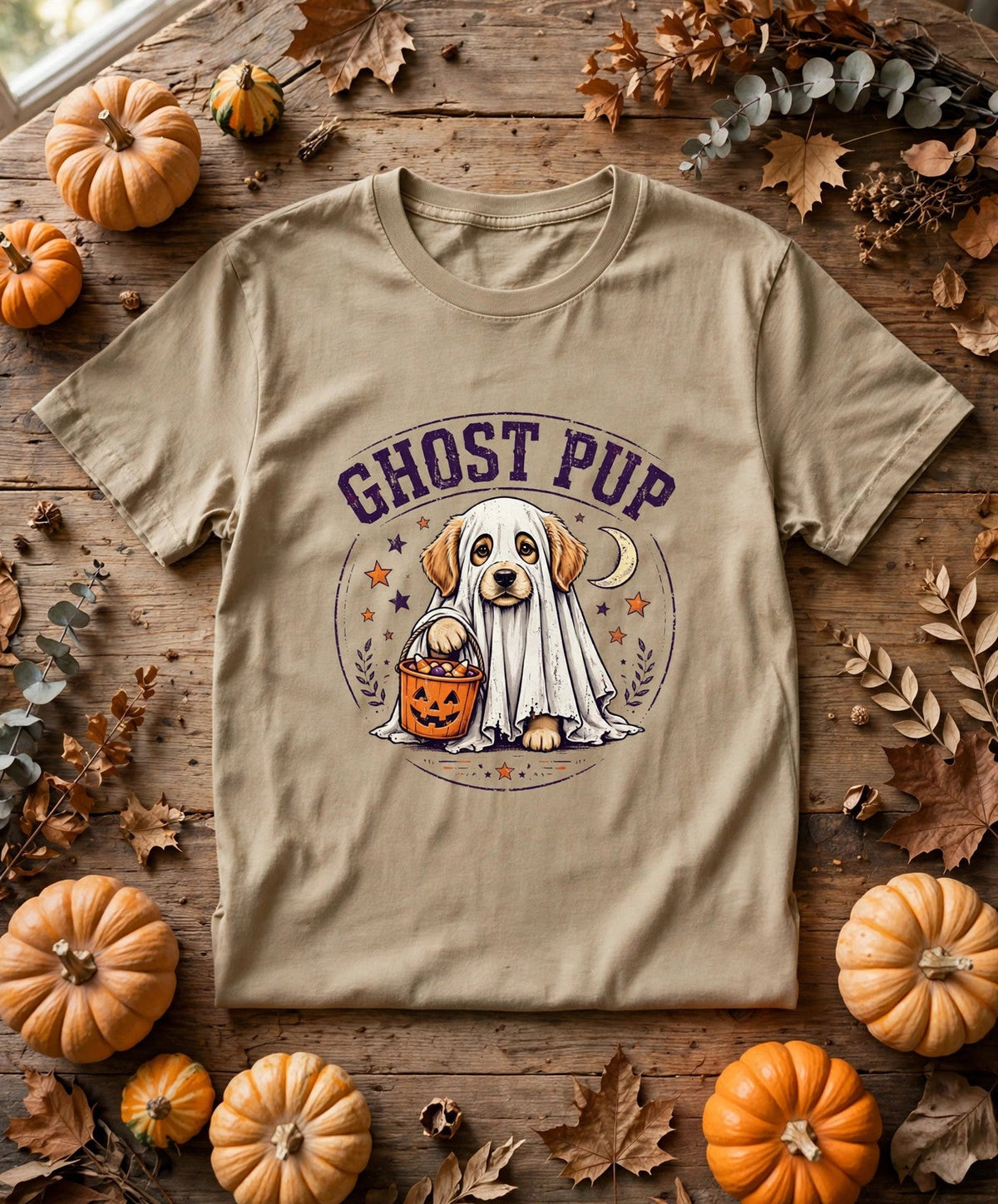 Golden Retriever Ghost Pup Halloween Tee - Bay