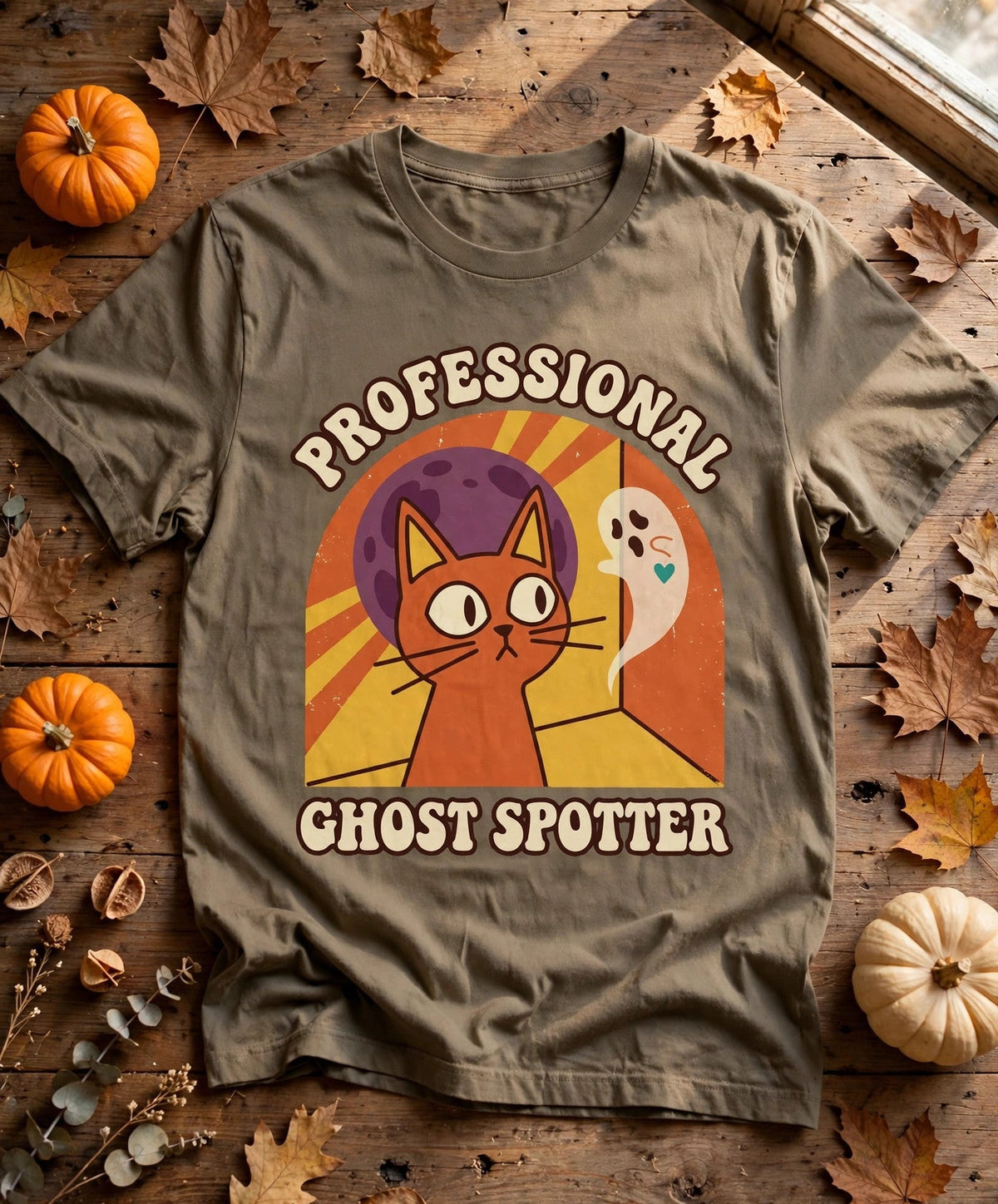Cat Professional Ghost Spotter Halloween Tee - Bay