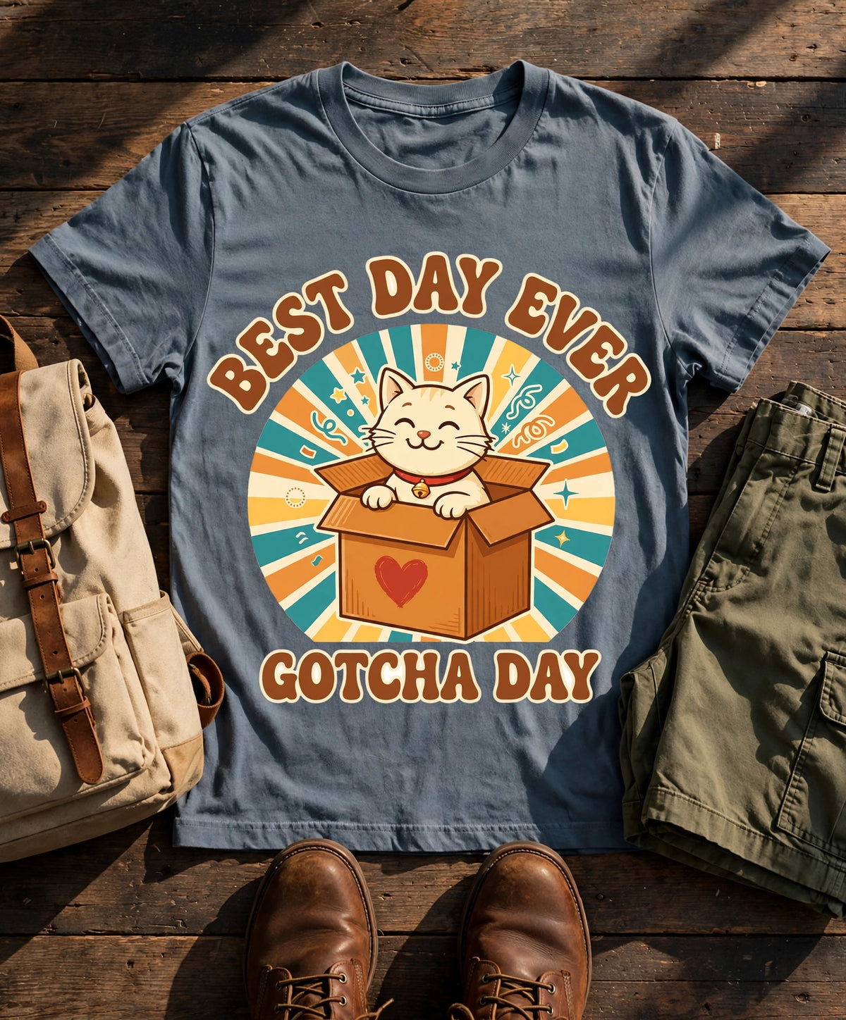 Best Day Ever Gotcha Day Cat Tee - Bay