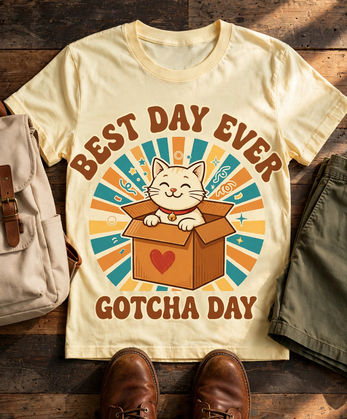 Best Day Ever Gotcha Day Cat Tee - Butter