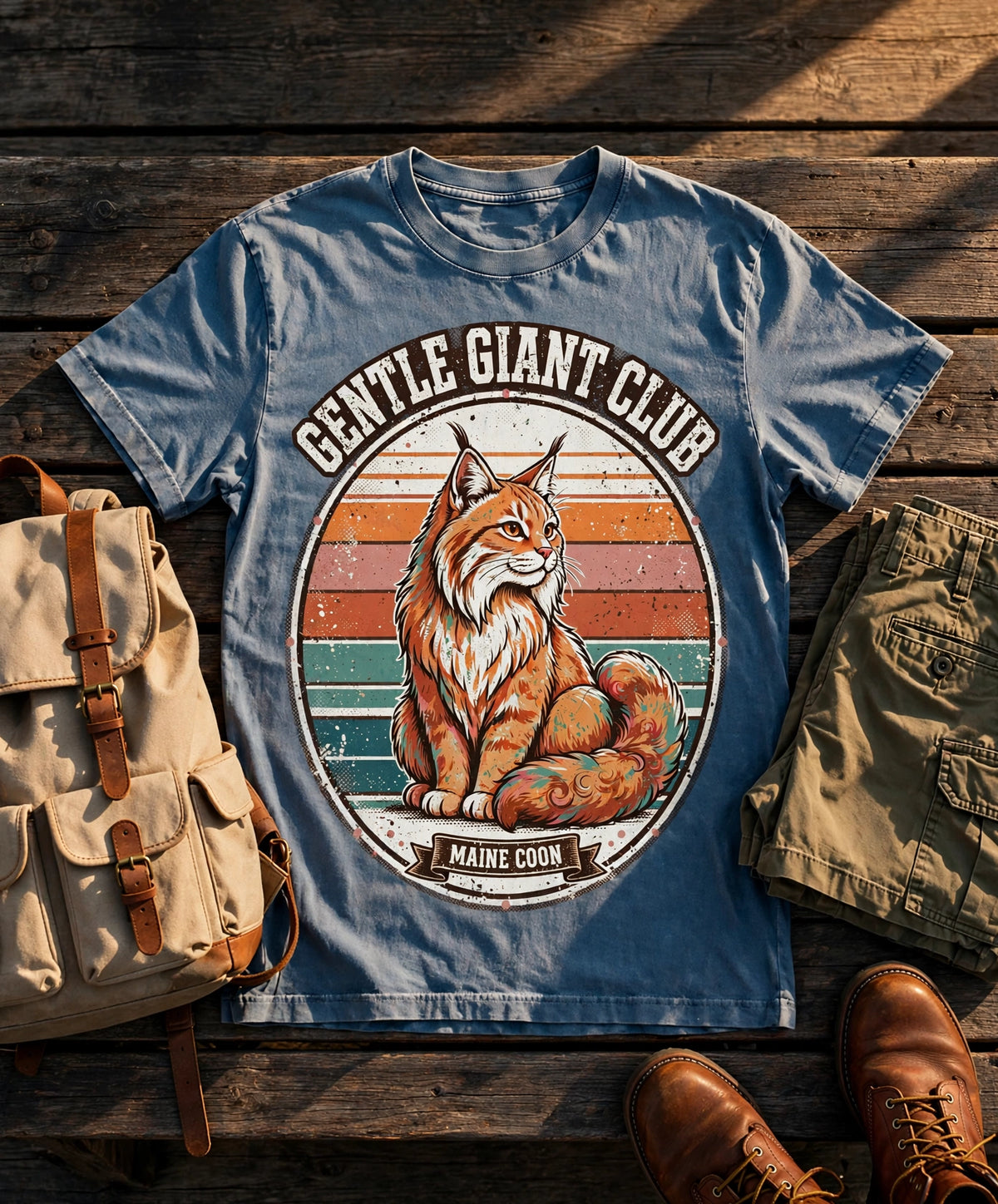 Gentle Giant Club Maine Coon Tee - Blue Jean