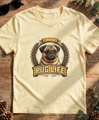 'Pugglee Vintage Dog Graphic' Pug T-Shirt in Butter