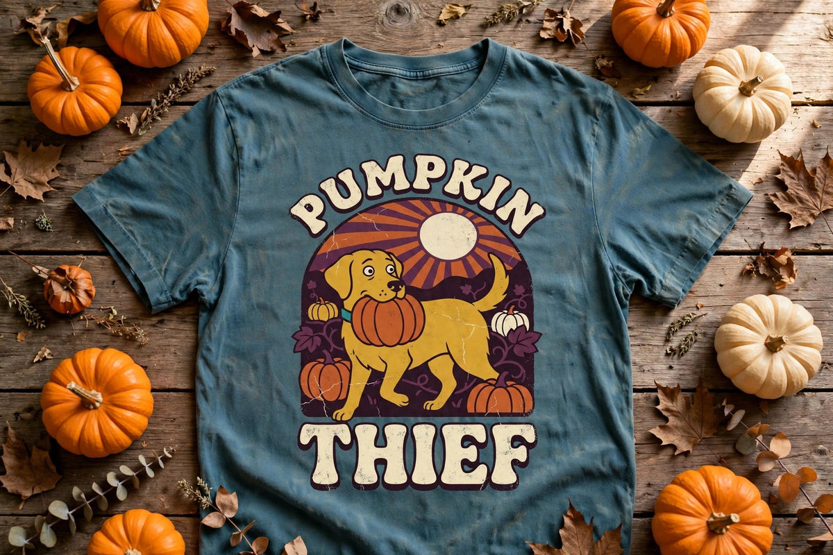 Labrador Pumpkin Thief Halloween Tee - Bay