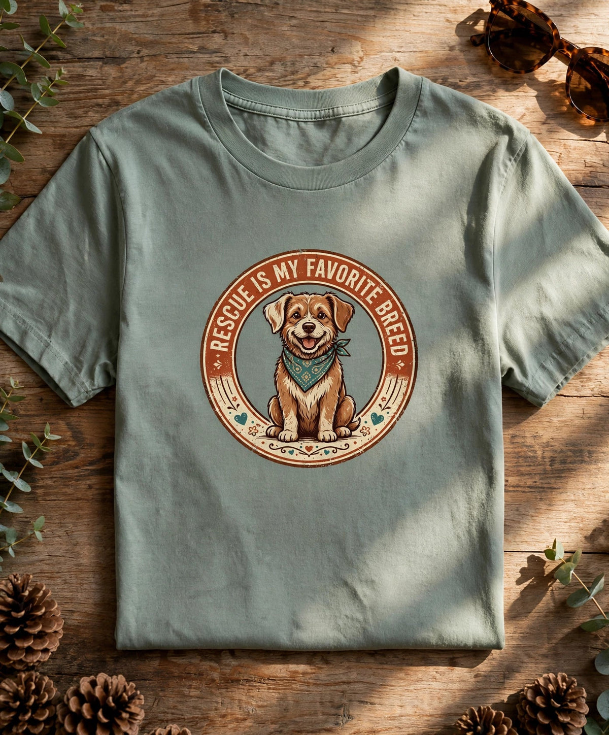 Rescue Is My Favorite Breed Tee — Comfort Colors fabric detail