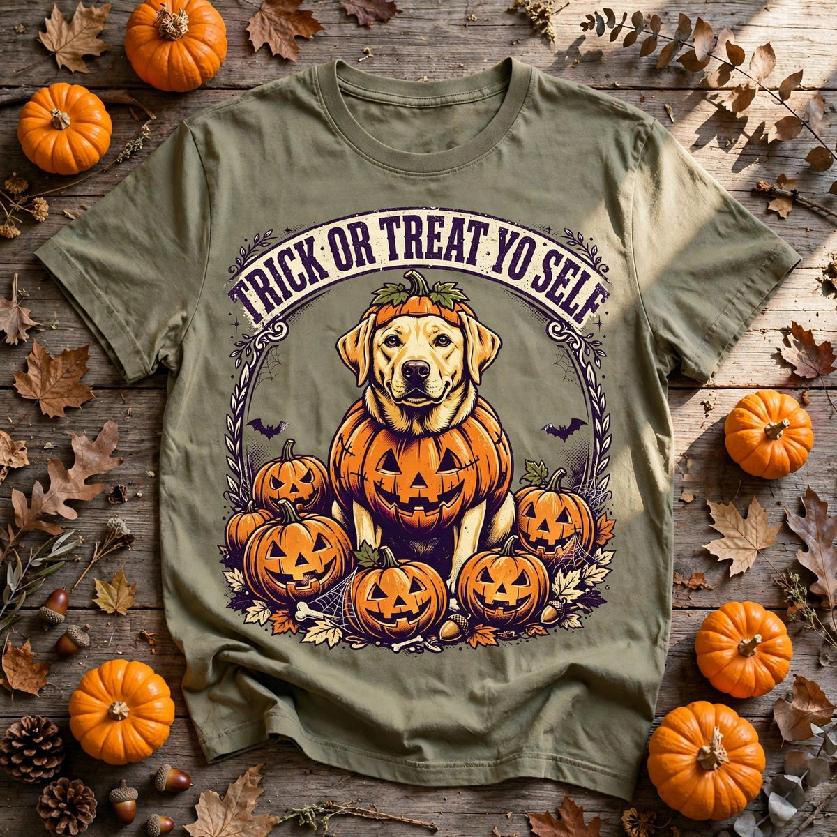 Labrador Trick or Treat Yo Self Halloween Tee - Bay