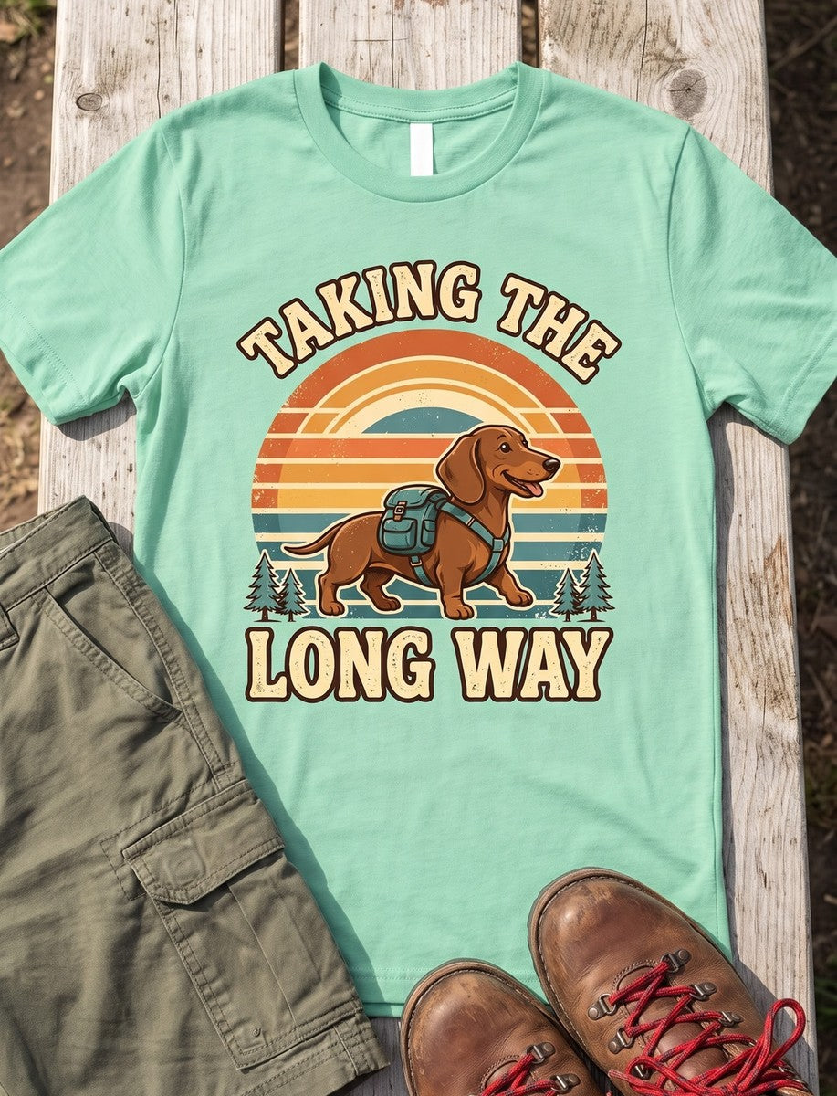 Taking The Long Way dachshund tee in Mint
