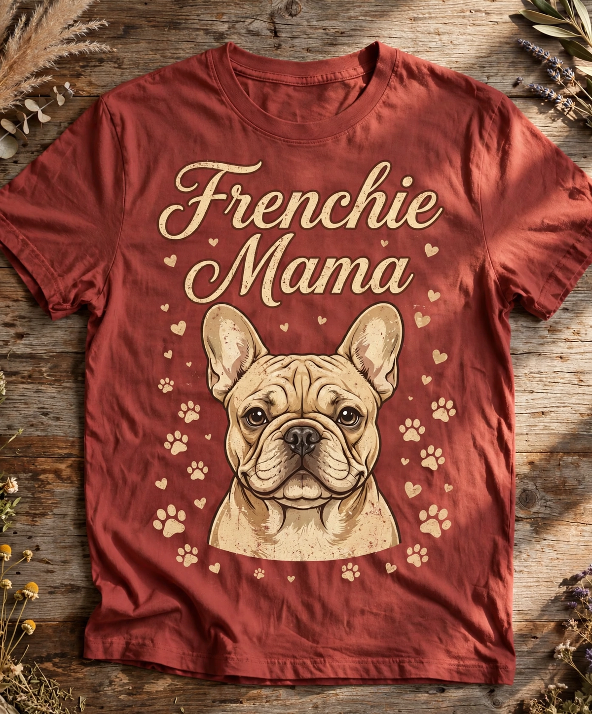 Frenchie Mama French Bulldog Tee - Brick