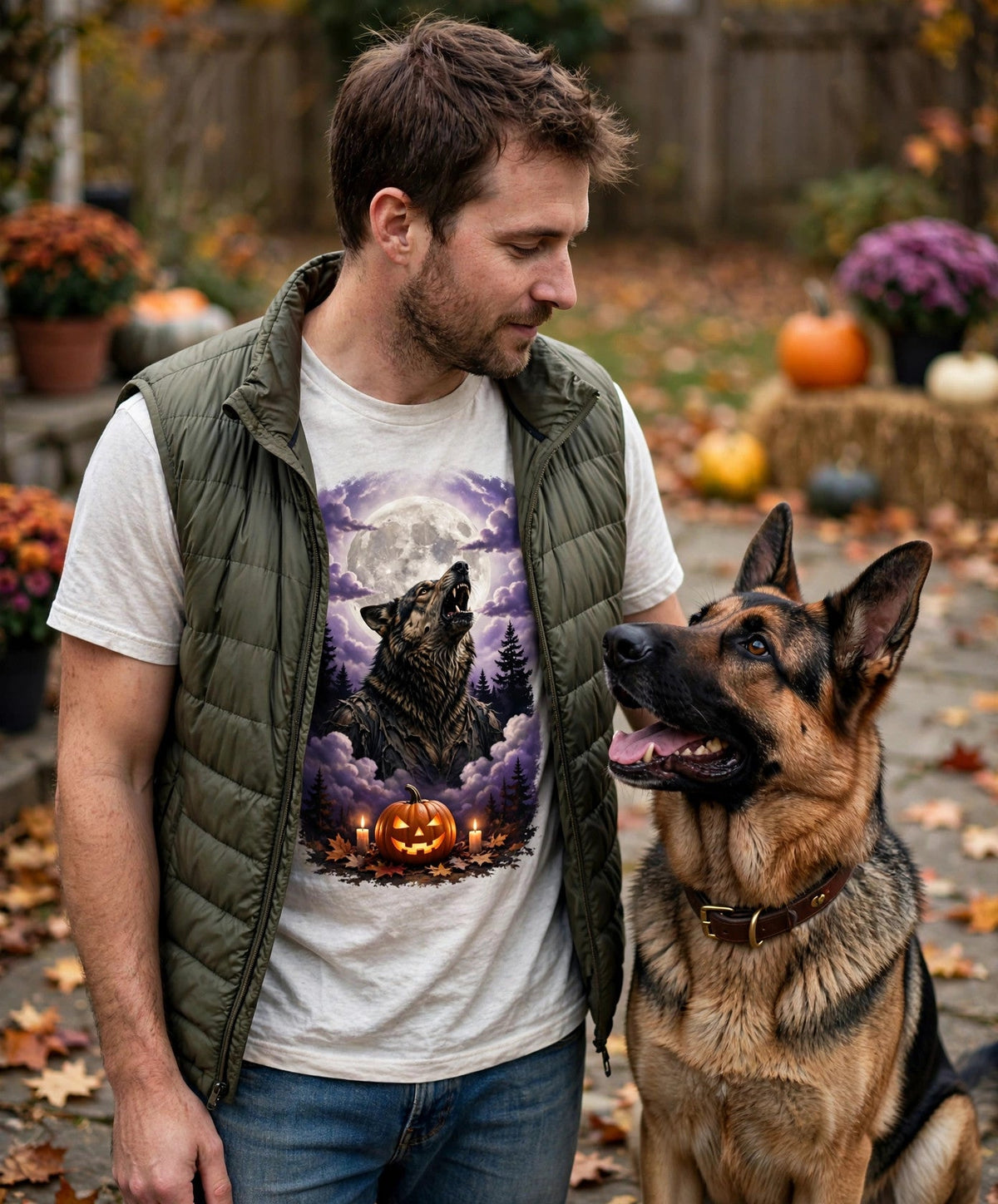 Worn by him — German Shepherd Werewolf Halloween Tee