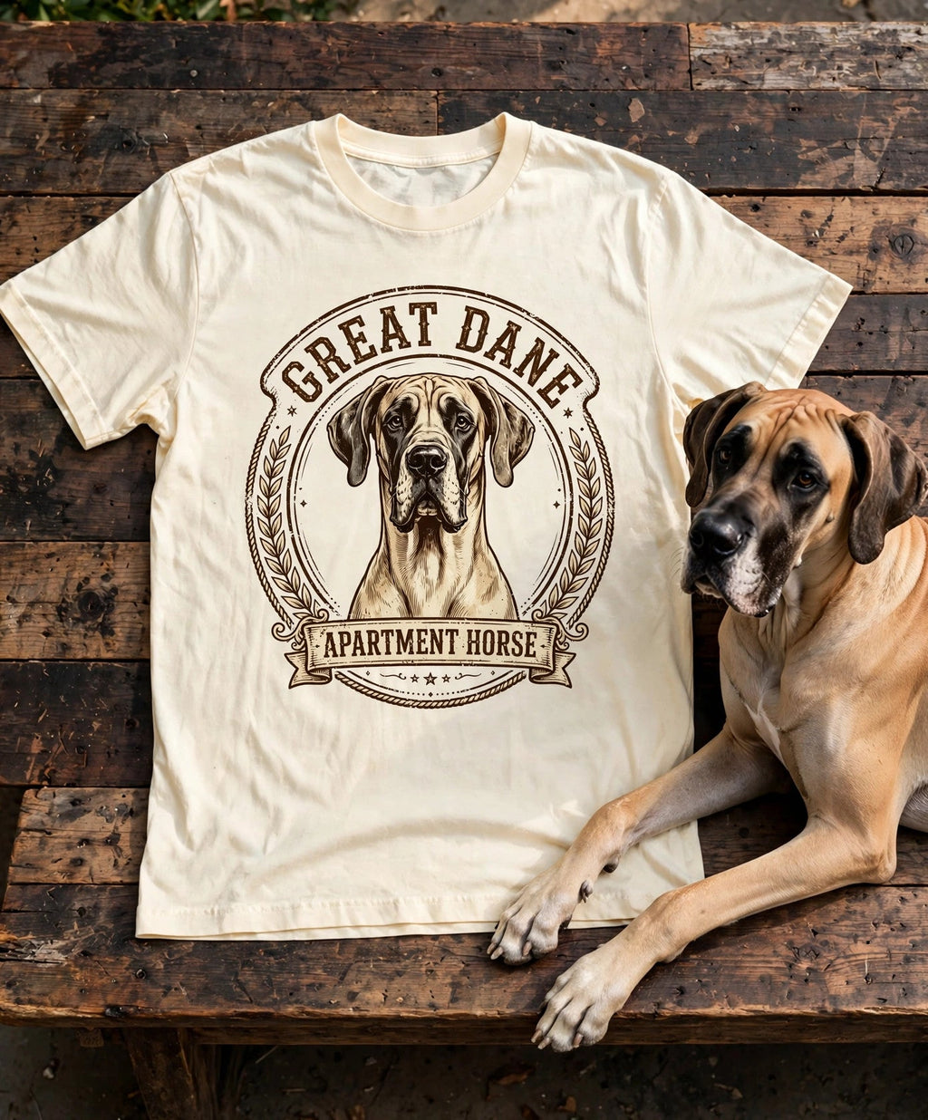 'Apartment Horse' Great Dane T-Shirt in Butter