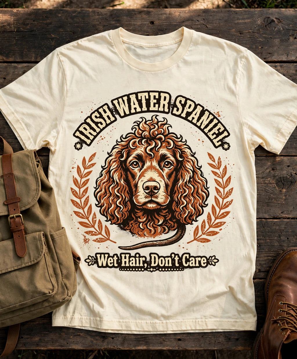 'Curly Cutie' Irish Water Spaniel T-Shirt in Butter