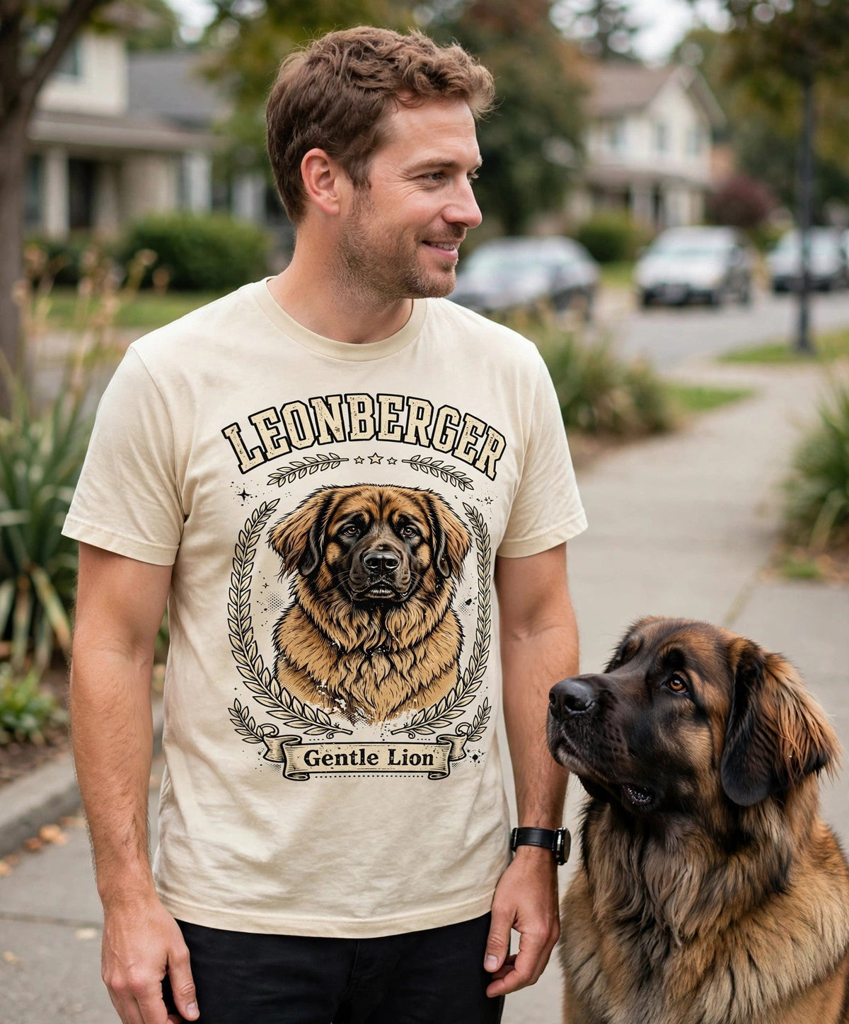'Gentle Lion' Leonberger T-Shirt in Butter