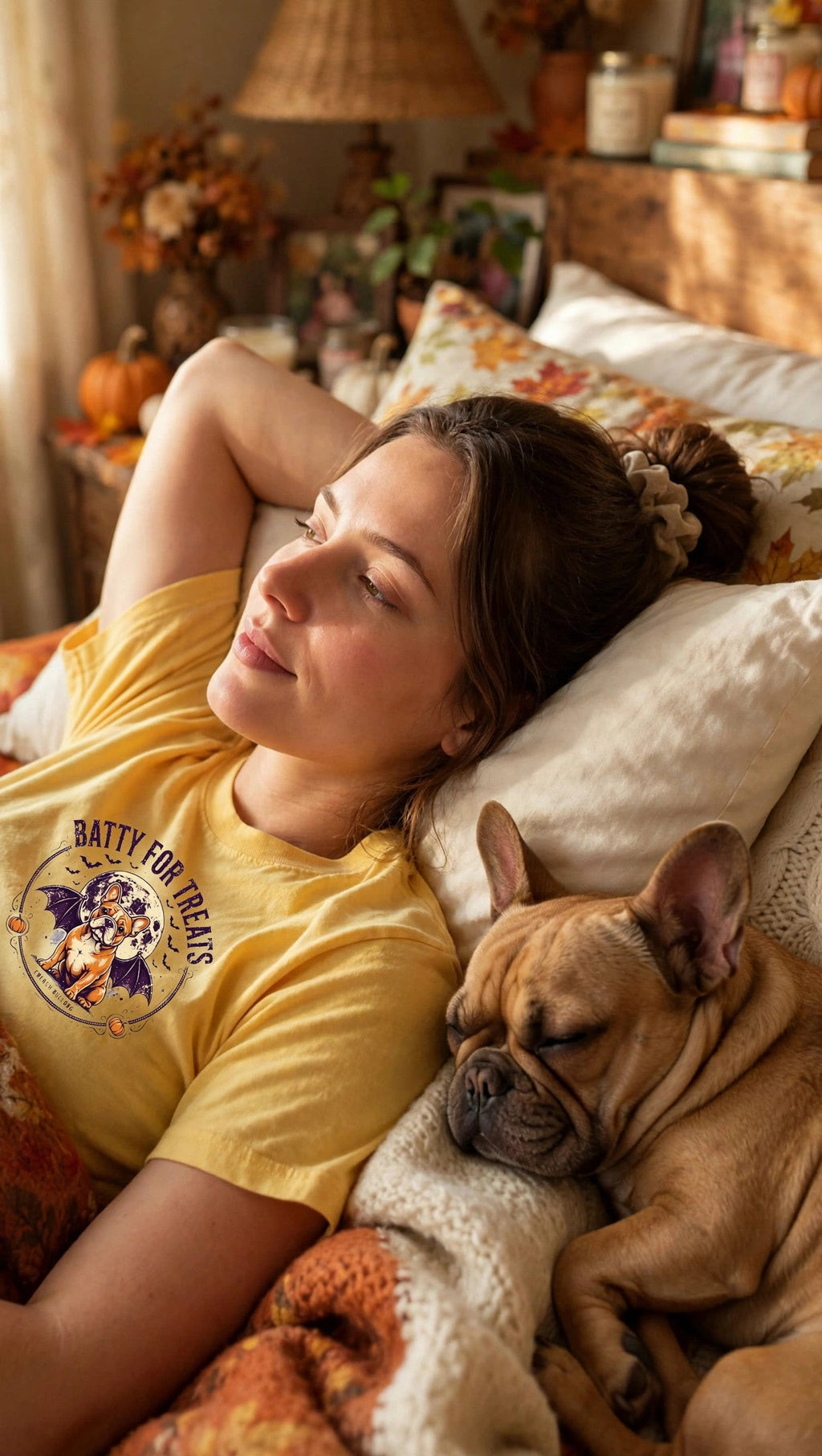 French Bulldog Batty for Treats Halloween Tee - Lifestyle
