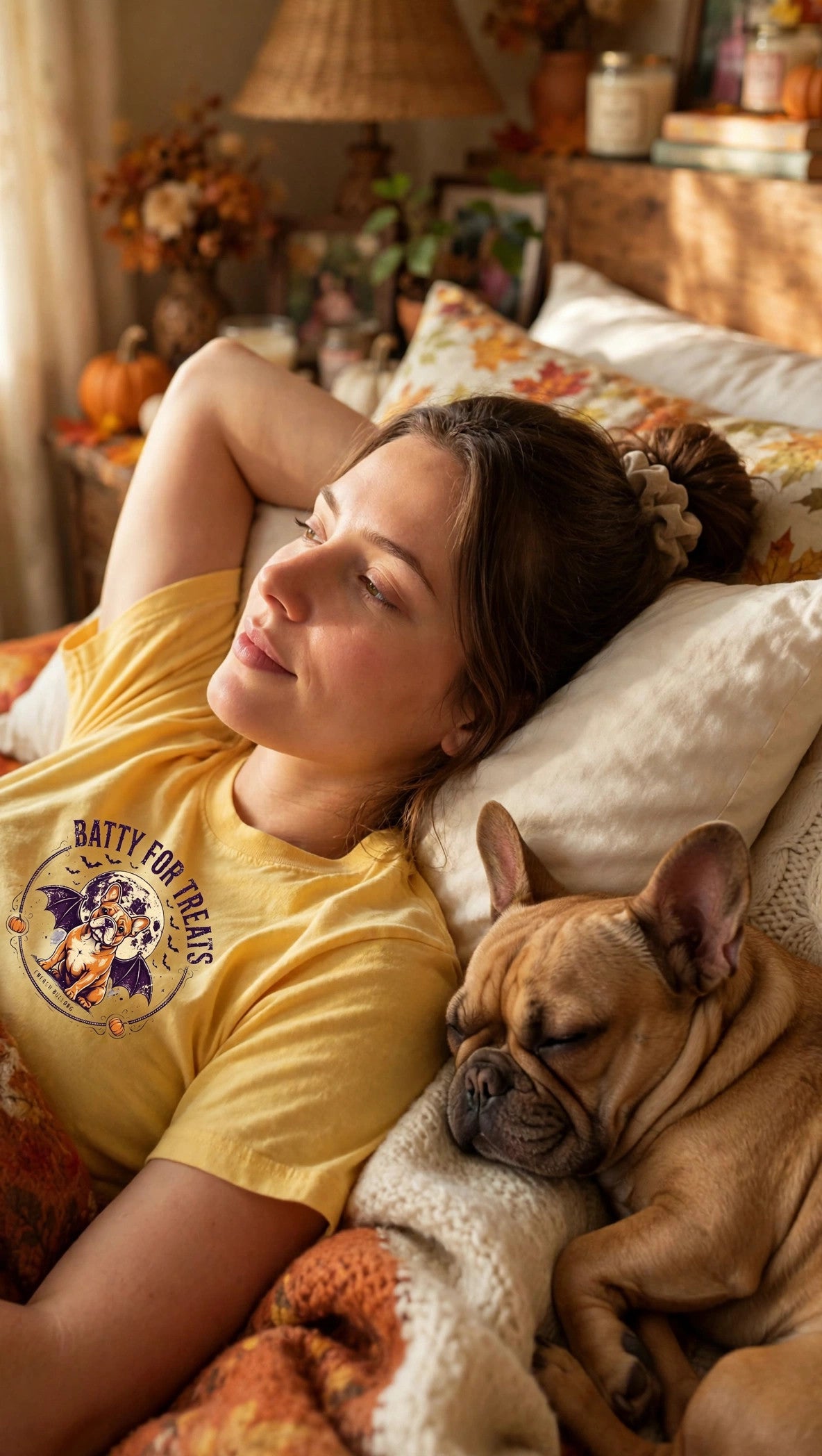 French Bulldog Batty for Treats Halloween Tee - Lifestyle