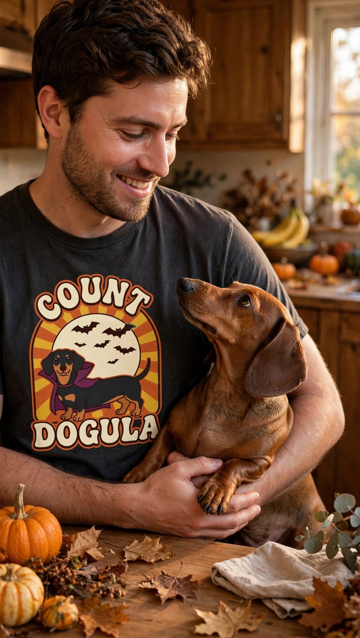 Dachshund Count Dogula Halloween Tee - Lifestyle