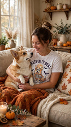 Corgi Creepin It Real Halloween Tee - Lifestyle