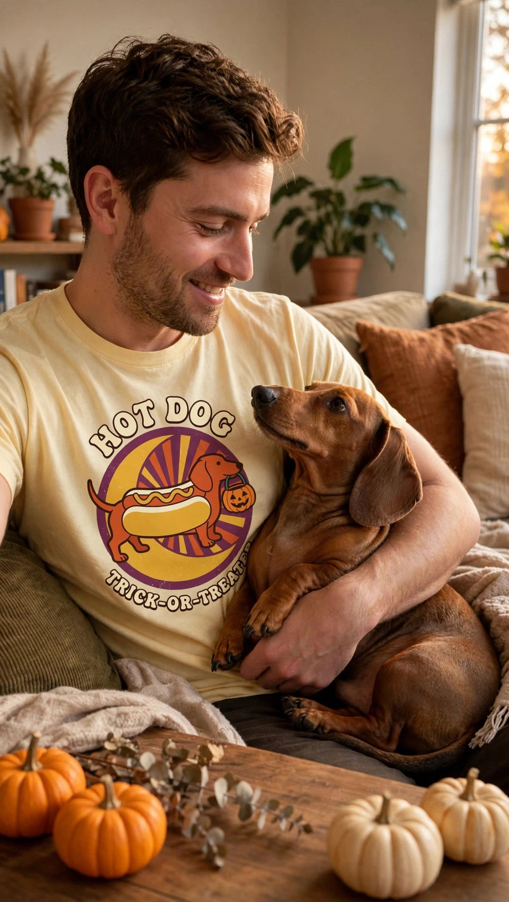 'Hot Dog Trick-or-Treater' Dachshund T-Shirt — alternate view