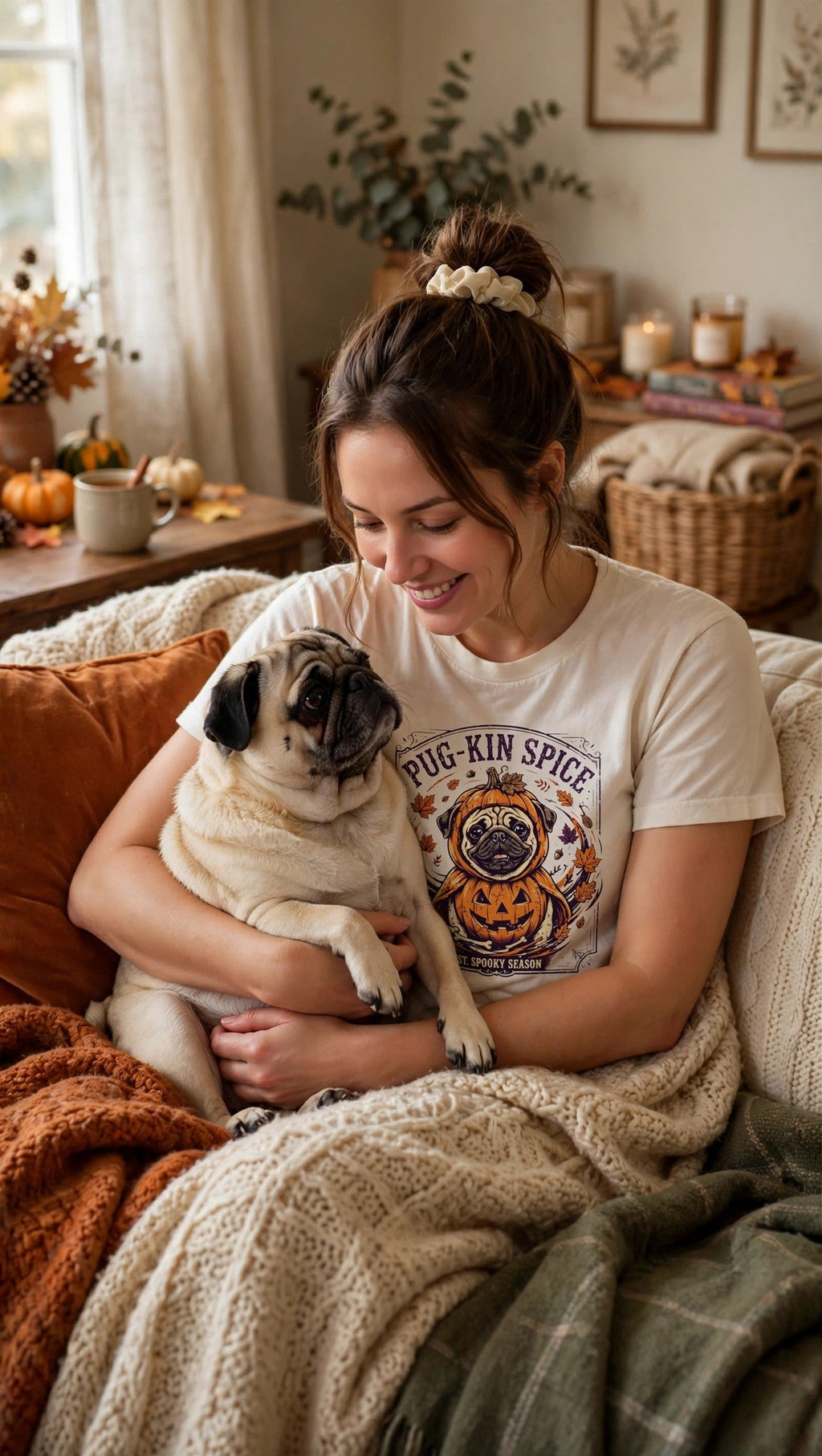 Pug Pug-kin Spice Halloween Tee - Lifestyle