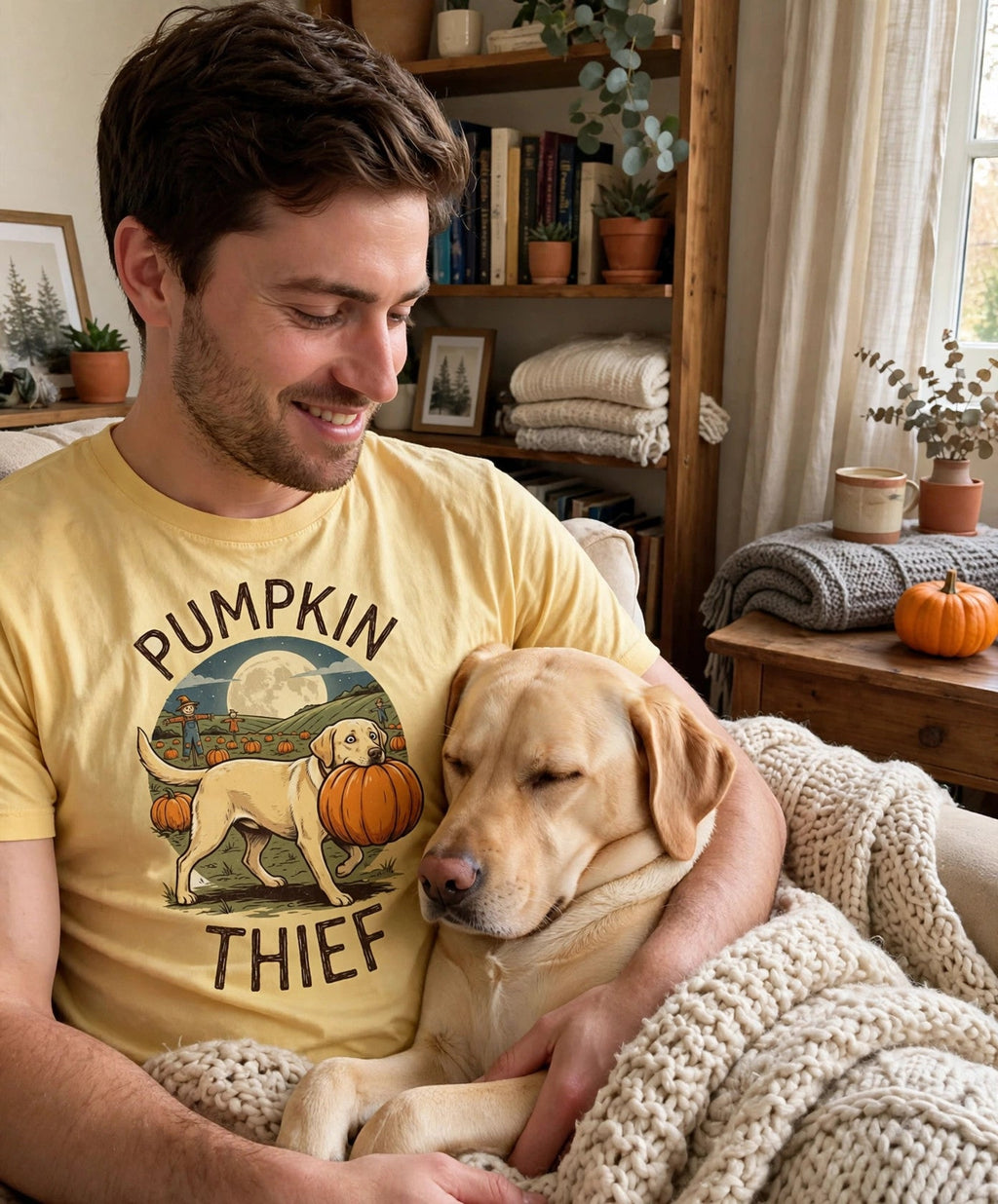 Labrador Pumpkin Thief Pumpkin Patch Halloween Tee - Lifestyle