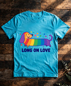 Dachshund Long On Love Rainbow Tee