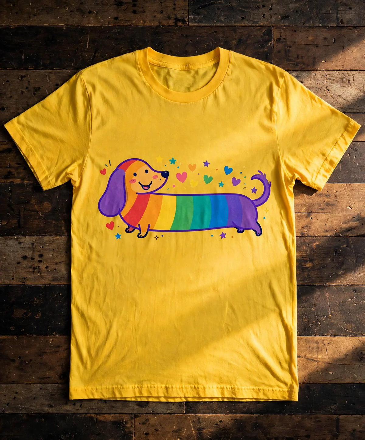 Dachshund Long On Love Rainbow Tee