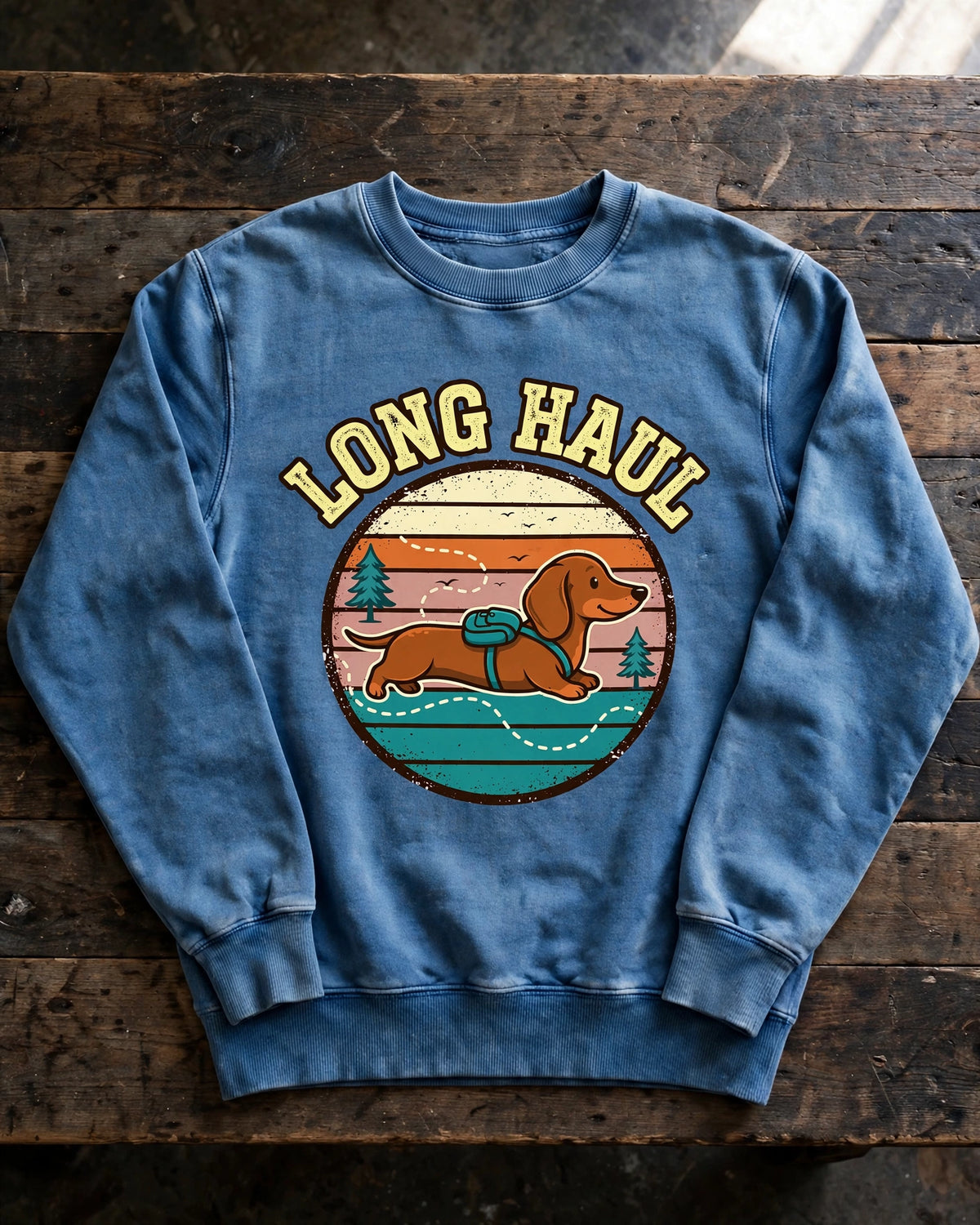 Long Haul Dachshund Sweatshirt in Blue Jean