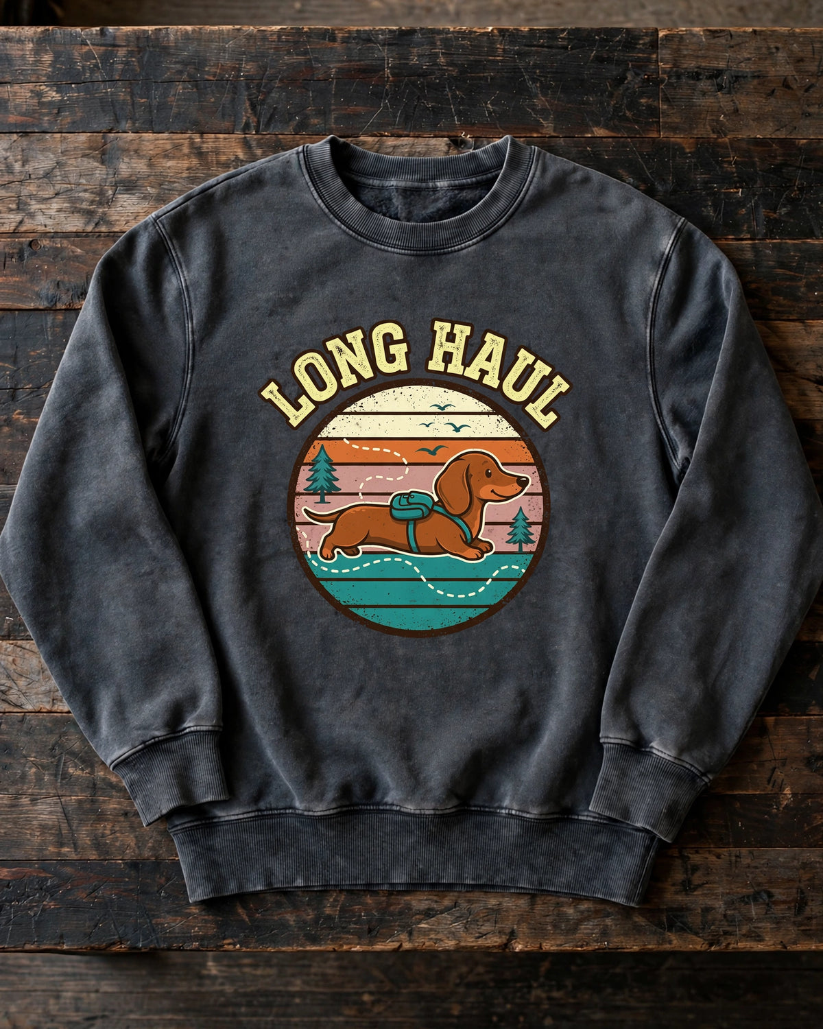 Long Haul Dachshund Sweatshirt in Pepper